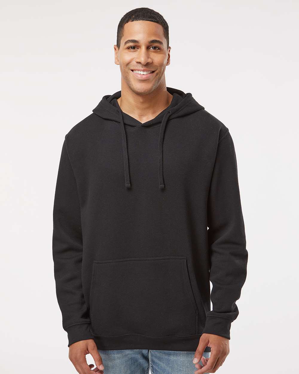 Unisex Elevated Fleece Hoodie Sweatshirt - OnModelFront - B06538503 - Black
