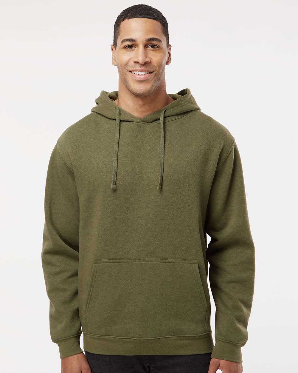 Unisex Elevated Fleece Hoodie Sweatshirt - OnModelFront - B06538543 - Military Green