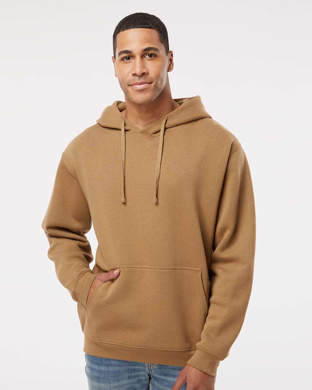 Unisex Elevated Fleece Hoodie Sweatshirt - OnModelFront - B06538553 - Coyote Brown
