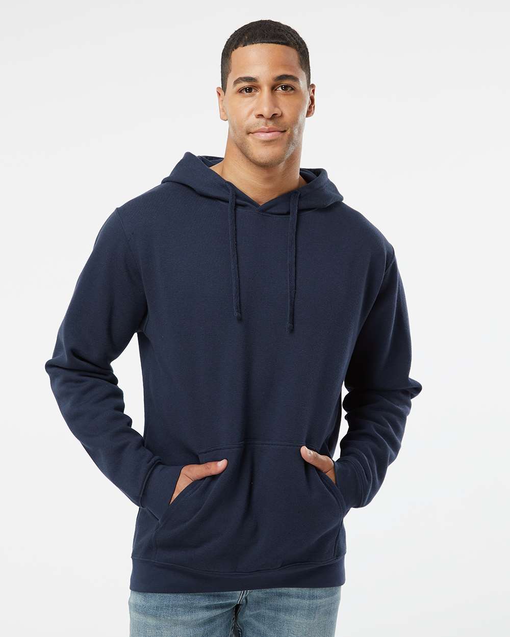 Unisex Elevated Fleece Hoodie Sweatshirt - OnModelFront - B06538653 - Navy