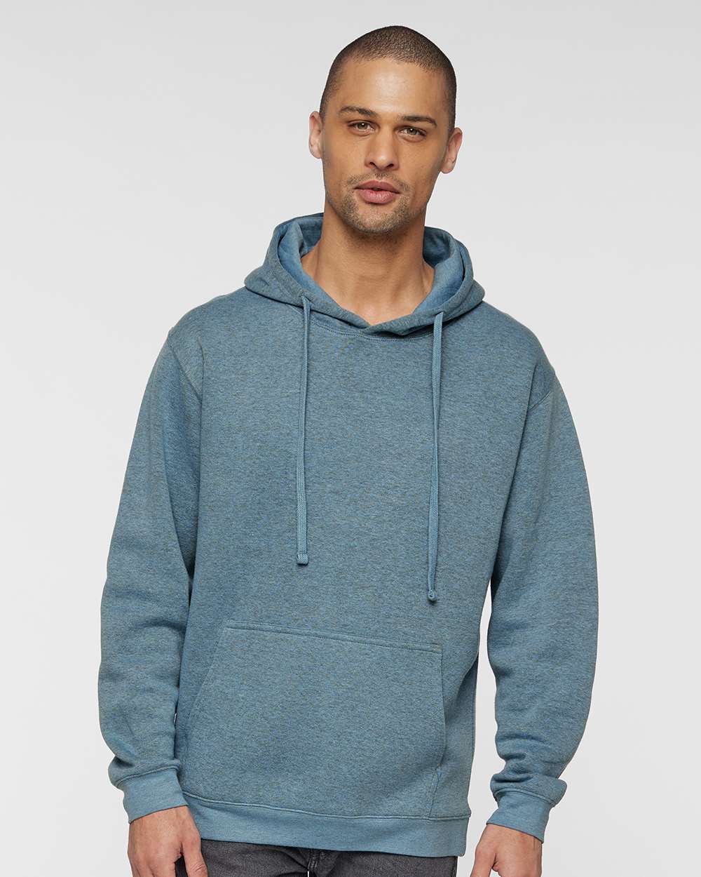 Unisex Elevated Fleece Hoodie Sweatshirt - OnModelFront - B06538963 - Bermuda Blackout