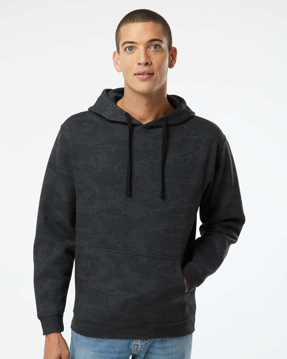 Unisex Elevated Fleece Hoodie Sweatshirt - OnModelFront - B06538983 - Storm Camo