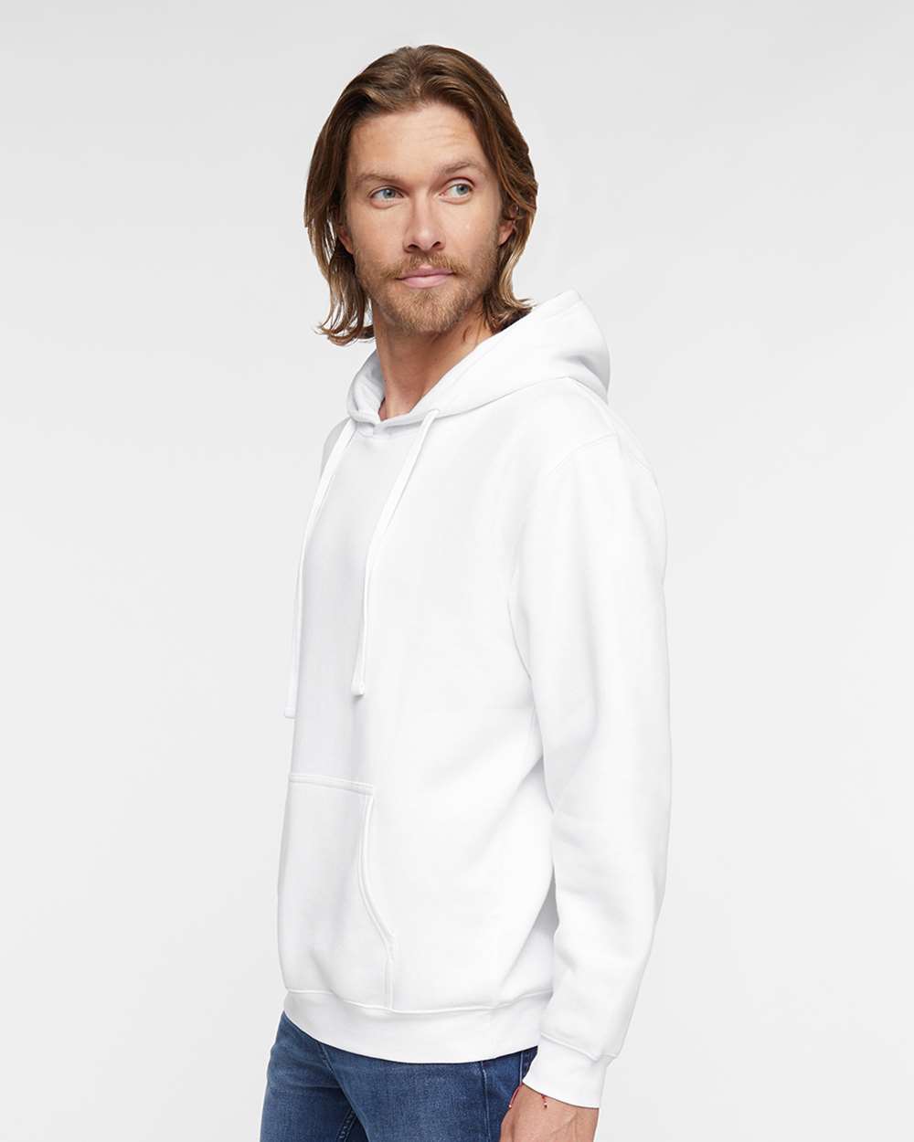 Unisex Elevated Fleece Hoodie Sweatshirt - OnModelSide - B06538003 - White