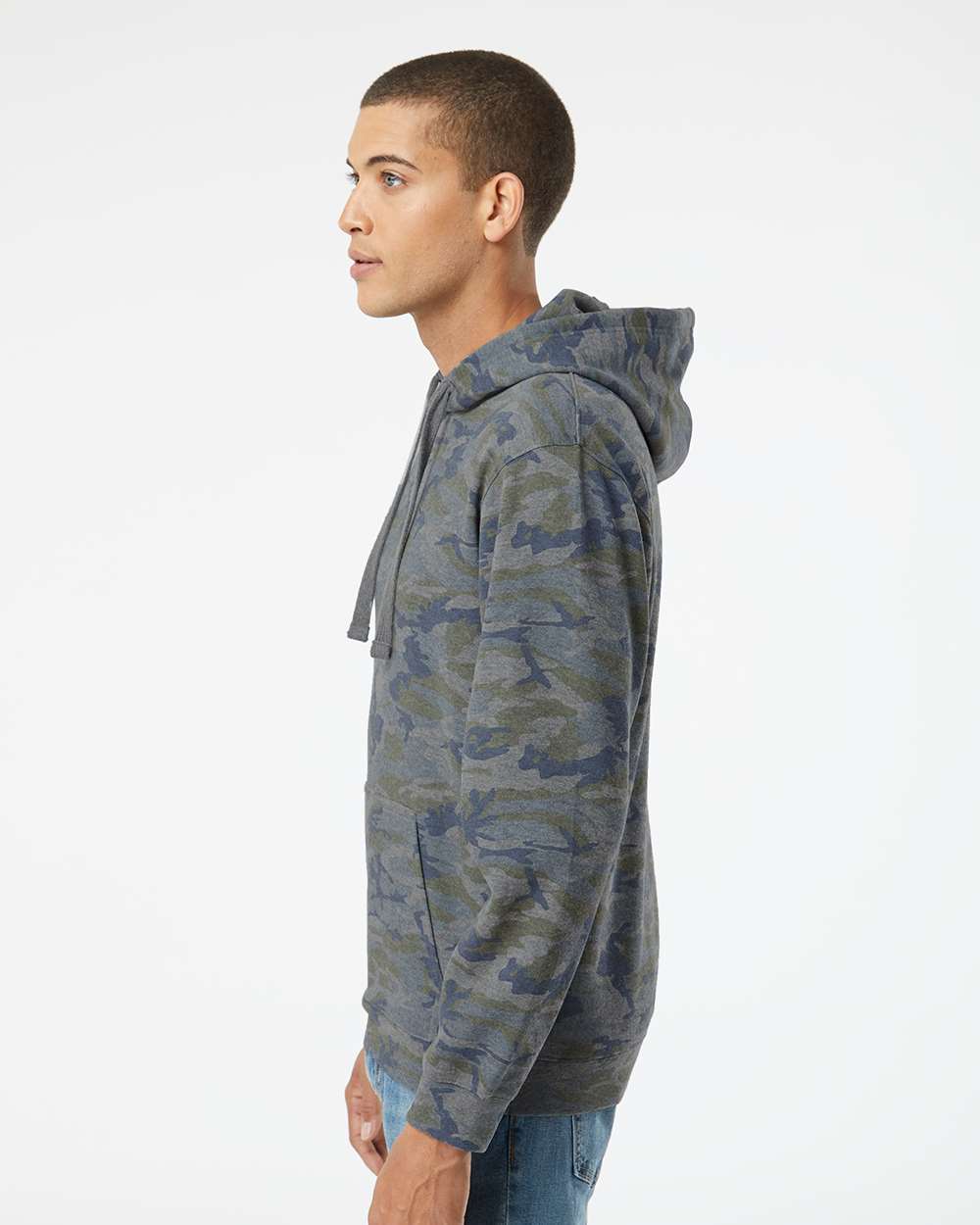 Unisex Elevated Fleece Hoodie Sweatshirt - OnModelSide - B06538113 - Vintage Camo