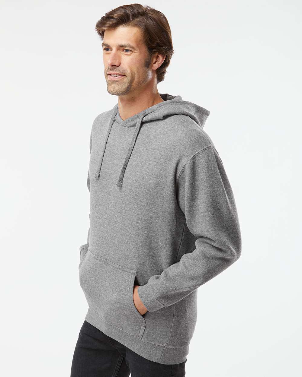 Unisex Elevated Fleece Hoodie Sweatshirt - OnModelSide - B06538133 - Granite Heather