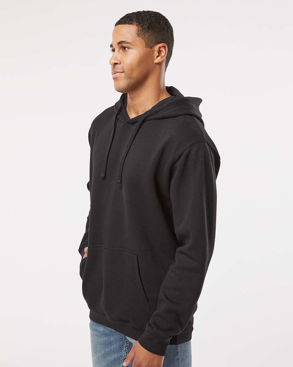 Unisex Elevated Fleece Hoodie Sweatshirt - OnModelSide - B06538503 - Black