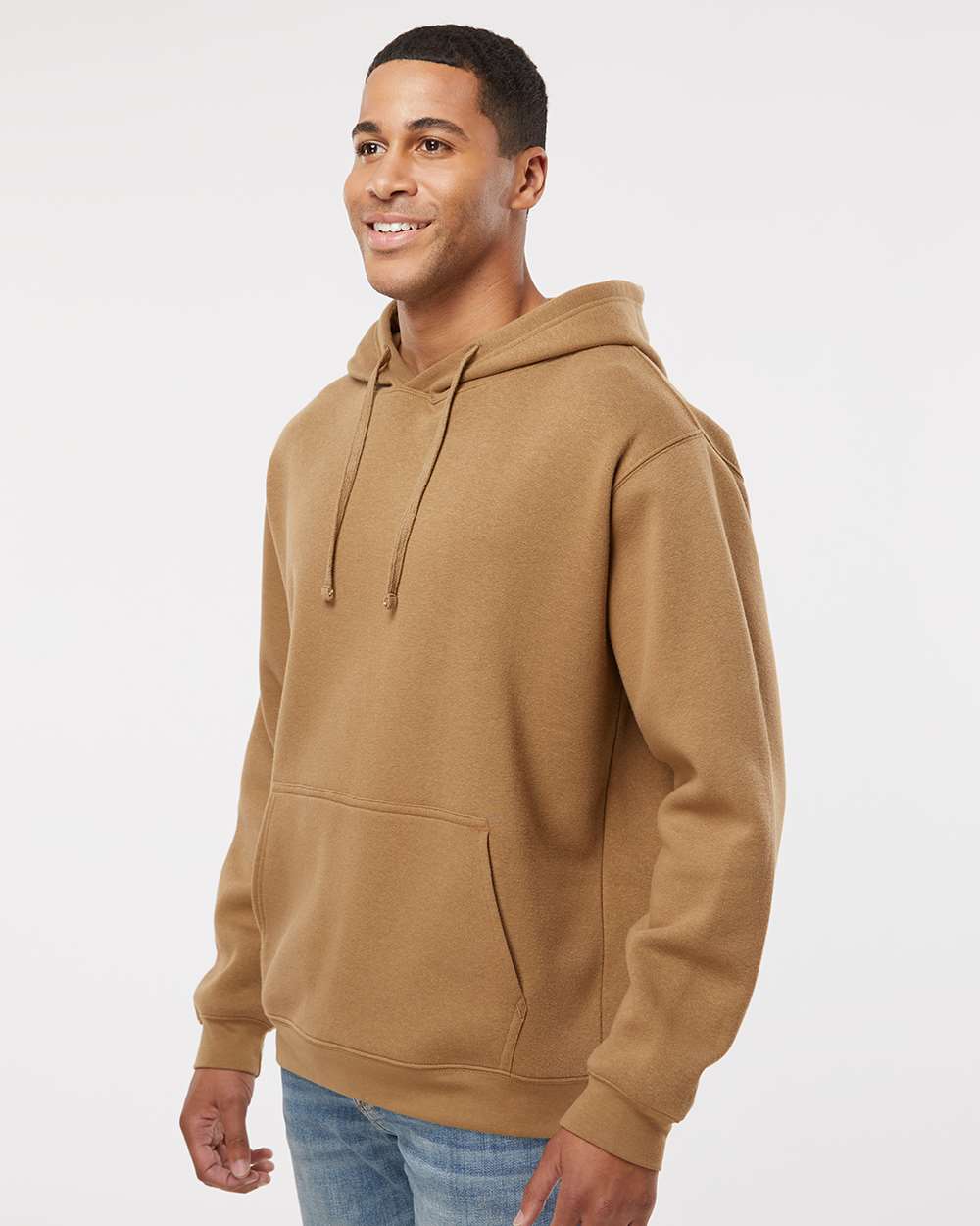 Unisex Elevated Fleece Hoodie Sweatshirt - OnModelSide - B06538553 - Coyote Brown