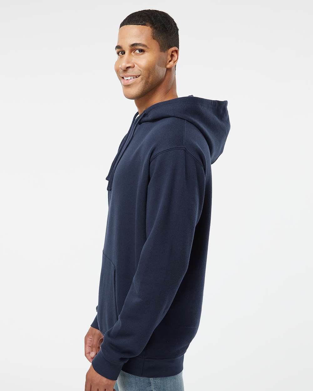 Unisex Elevated Fleece Hoodie Sweatshirt - OnModelSide - B06538653 - Navy