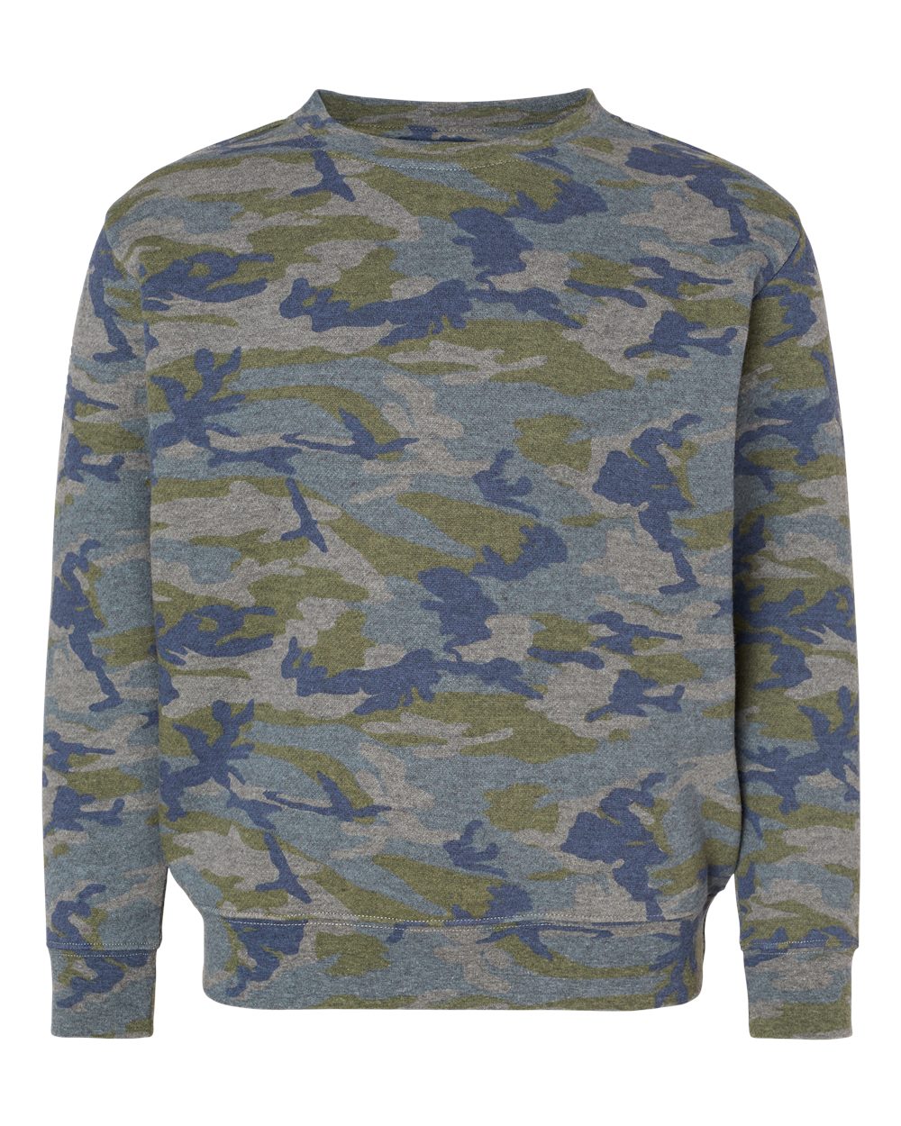 Youth Elevated Fleece Crewneck Sweatshirt - Front - B06638982 - Vintage Camo