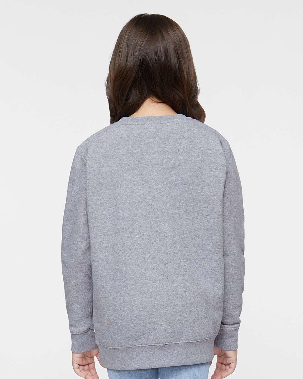 Youth Elevated Fleece Crewneck Sweatshirt - OnModelBack - B06638582 - Heather