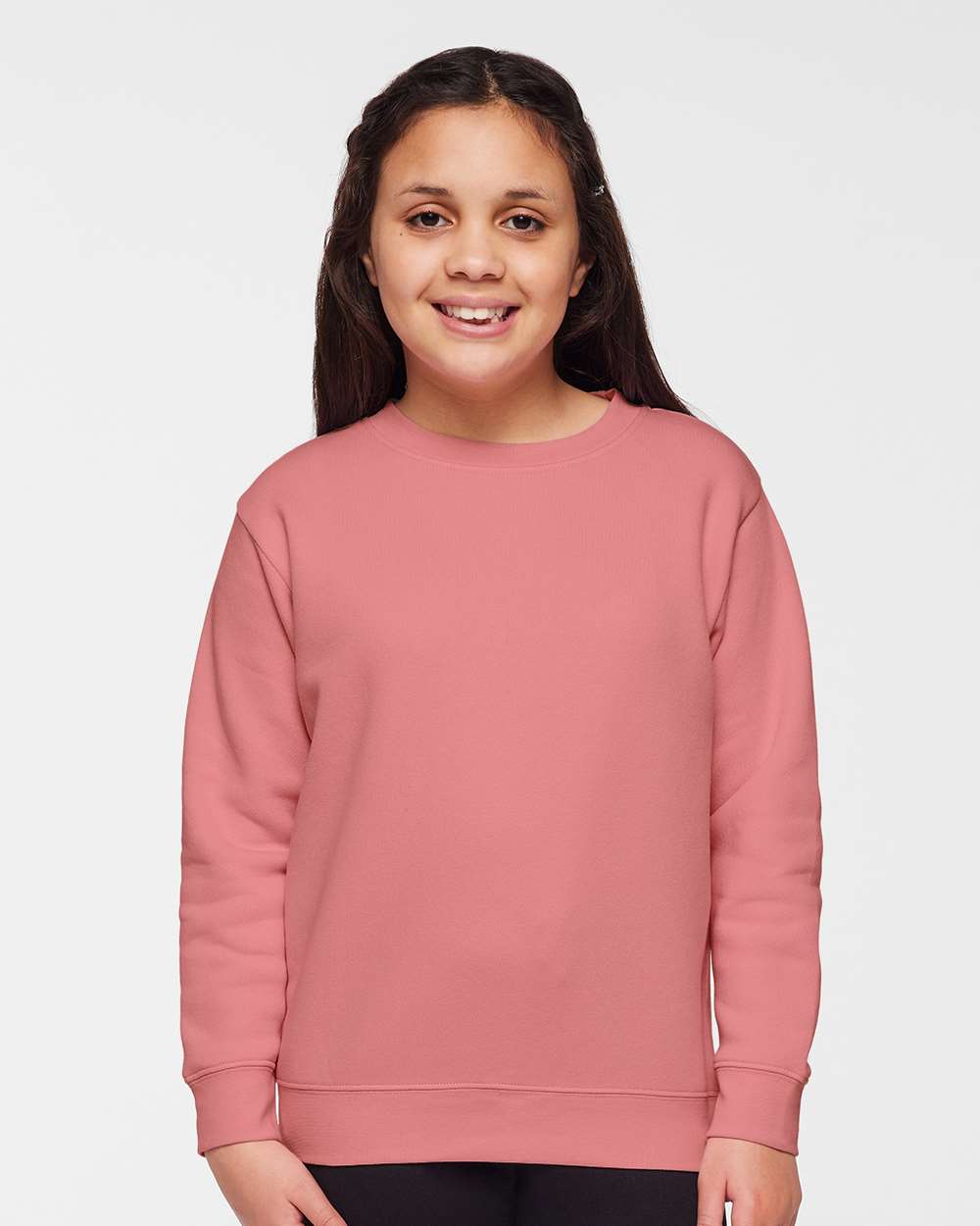 Youth Elevated Fleece Crewneck Sweatshirt - OnModelFront - B06638272 - Mauvelous