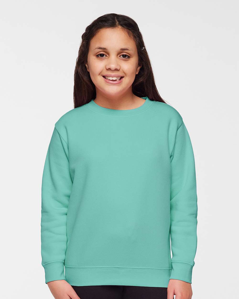 Youth Elevated Fleece Crewneck Sweatshirt - OnModelFront - B06638992 - Saltwater