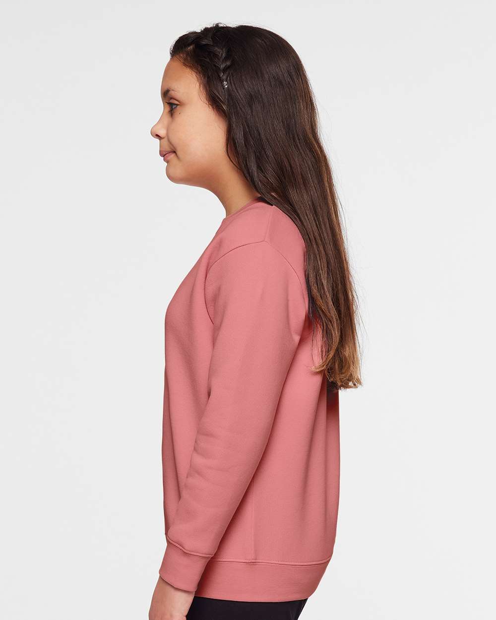Youth Elevated Fleece Crewneck Sweatshirt - OnModelSide - B06638272 - Mauvelous