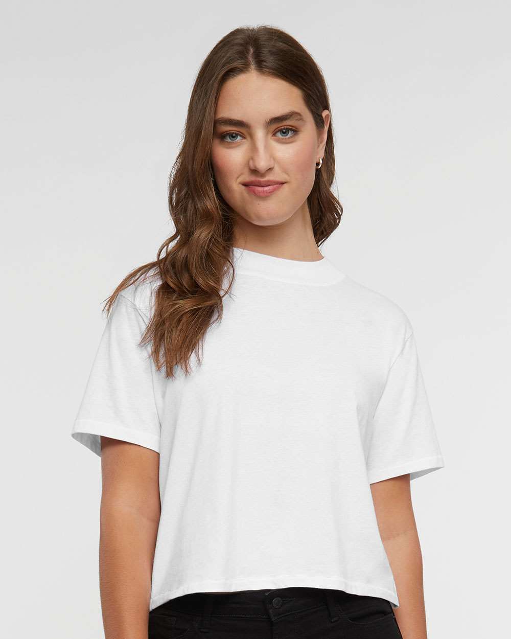 Women's Boxy Tee - OnModelFront - B06838013 - Blended White