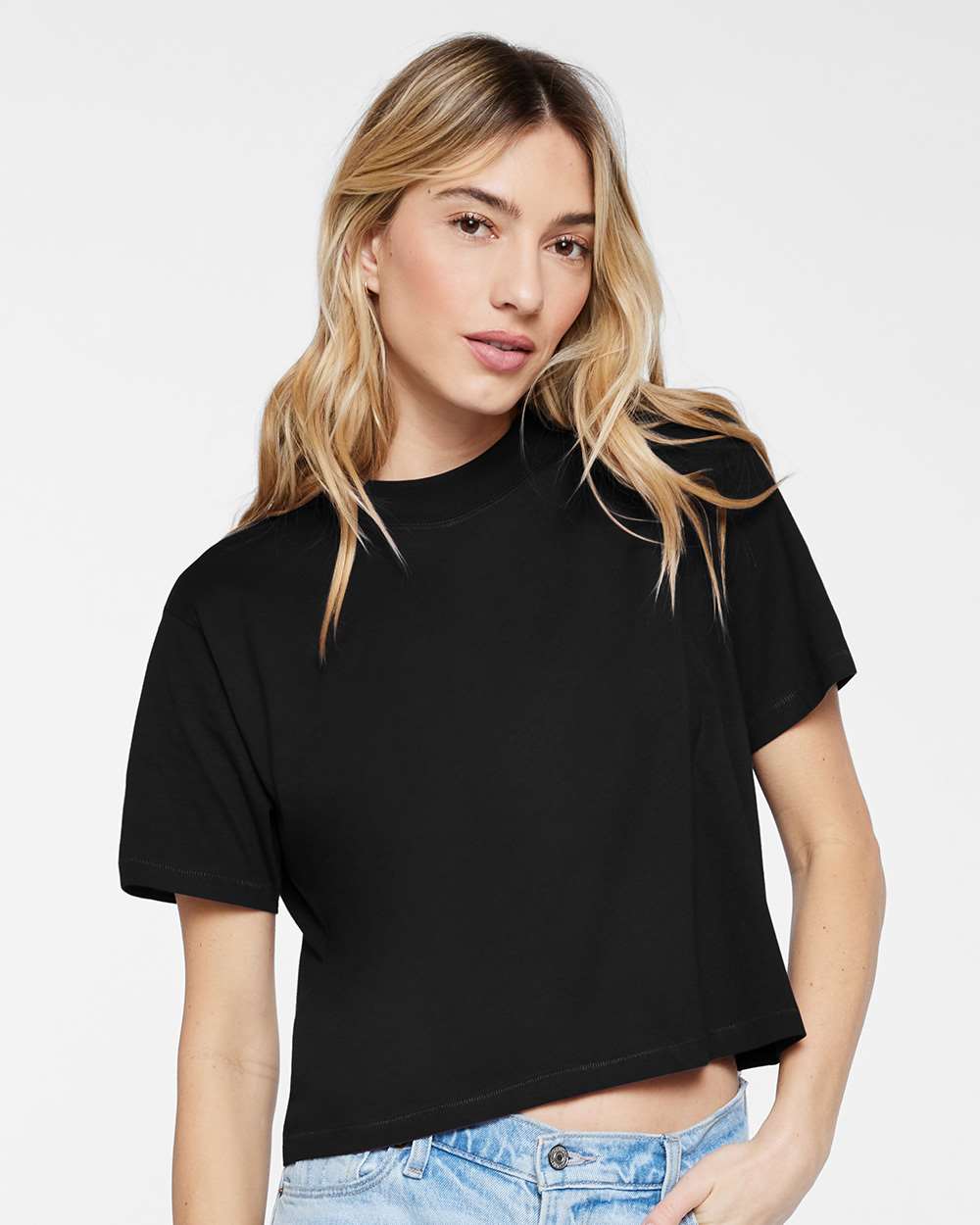 Women's Boxy Tee - OnModelFront - B06838103 - Blended Black