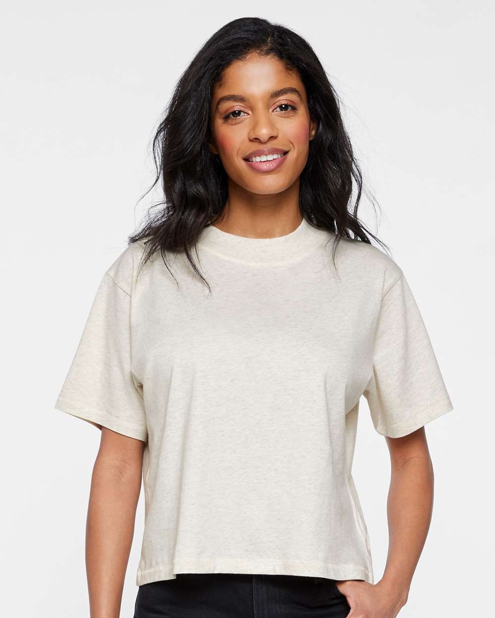 Women's Boxy Tee - OnModelFront - B06838243 - Natural Heather