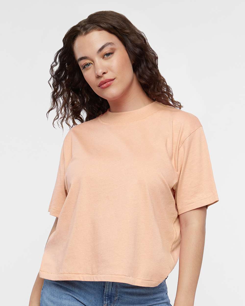 Women's Boxy Tee - OnModelFront - B06838333 - Peachy