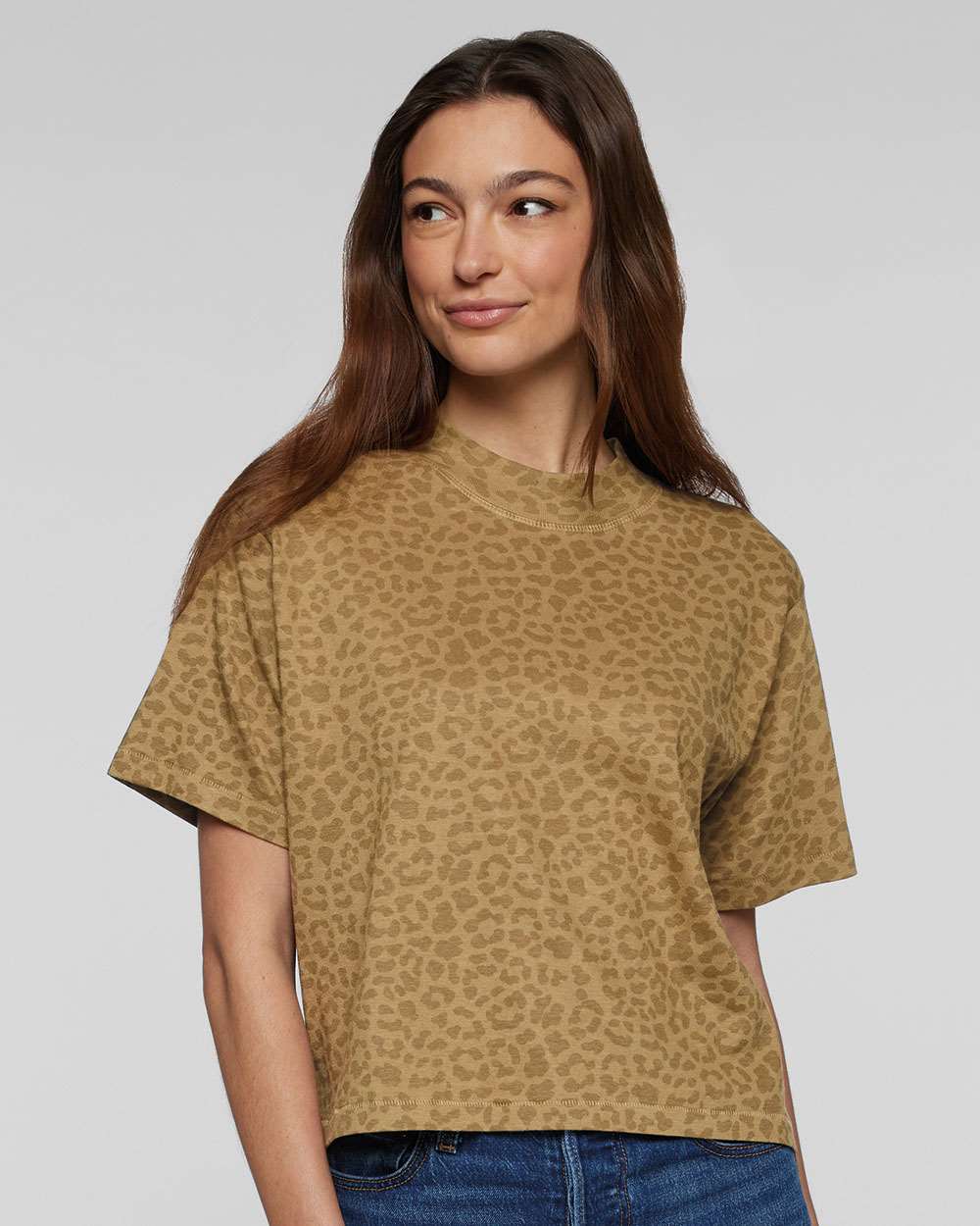 Women's Boxy Tee - OnModelFront - B06838553 - Brown Leopard