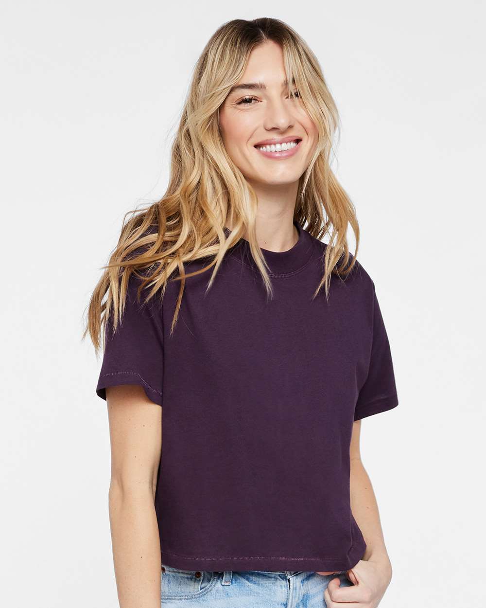 Women's Boxy Tee - OnModelFront - B06838673 - Plum