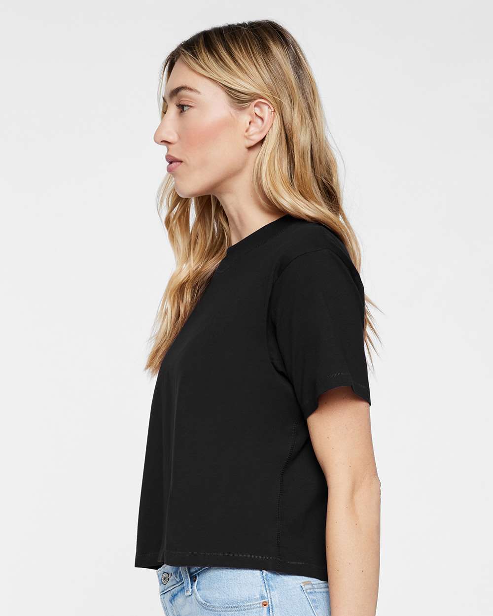Women's Boxy Tee - OnModelSide - B06838103 - Blended Black