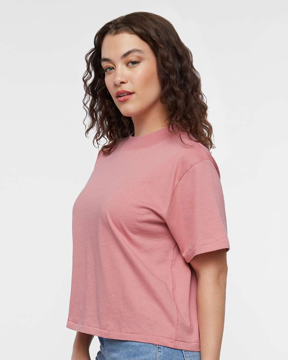 Women's Boxy Tee - OnModelSide - B06838273 - Mauvelous