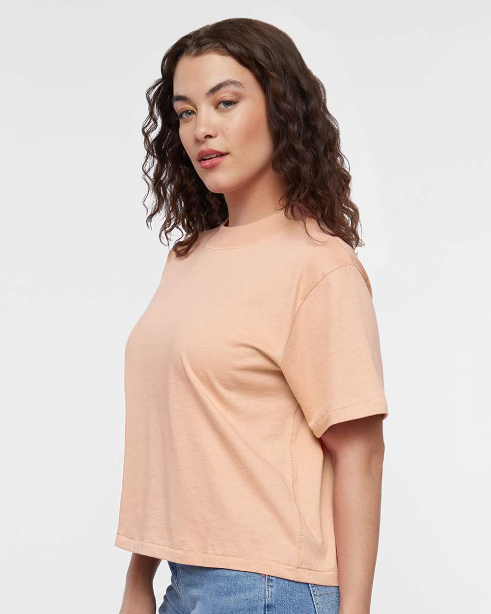 Women's Boxy Tee - OnModelSide - B06838333 - Peachy