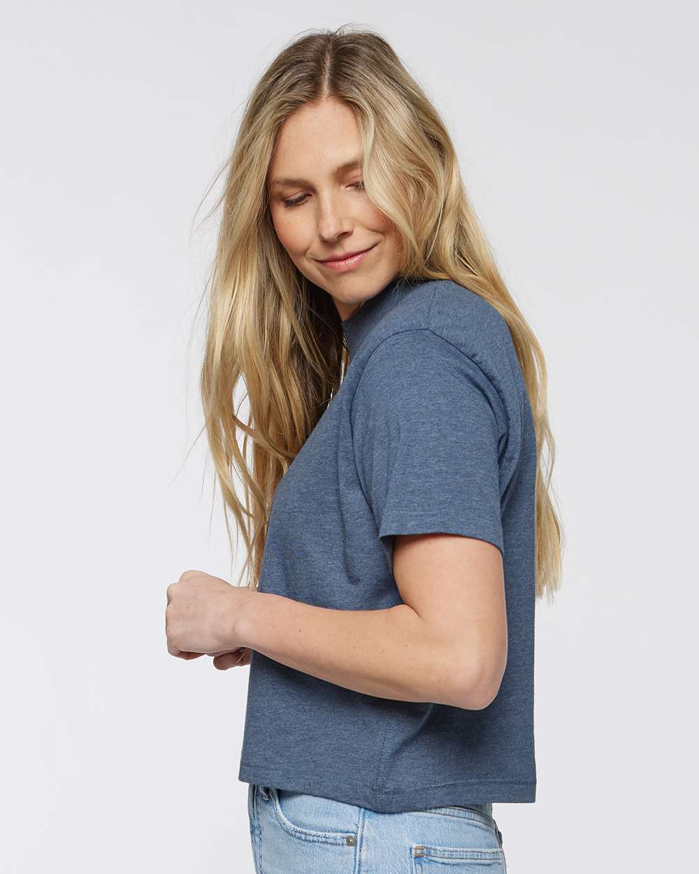 Women's Boxy Tee - OnModelSide - B06838653 - Vintage Denim
