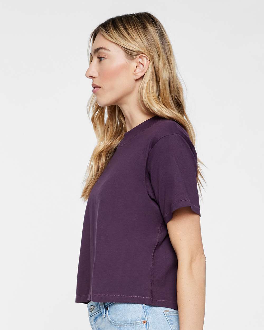 Women's Boxy Tee - OnModelSide - B06838673 - Plum