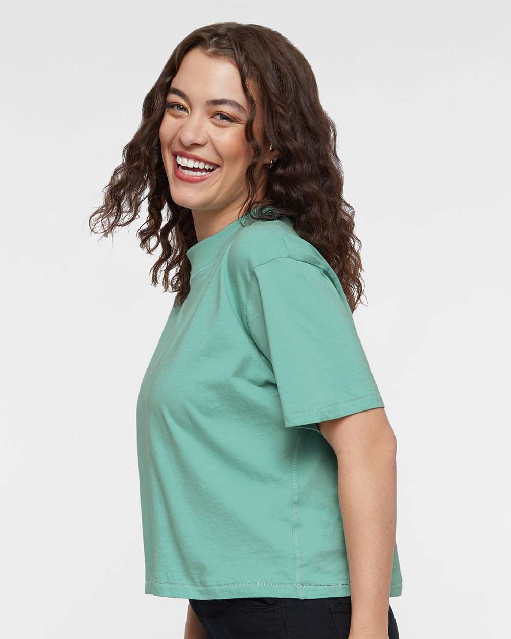 Women's Boxy Tee - OnModelSide - B06838813 - Saltwater
