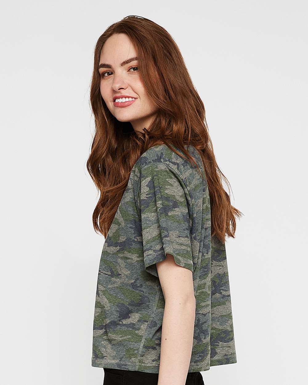 Women's Boxy Tee - OnModelSide - B06838983 - Vintage Camo