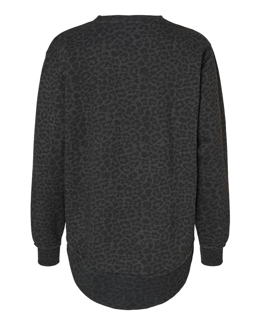 Women's Weekend Fleece Crewneck Sweatshirt - Back - B07038103 - Black Leopard