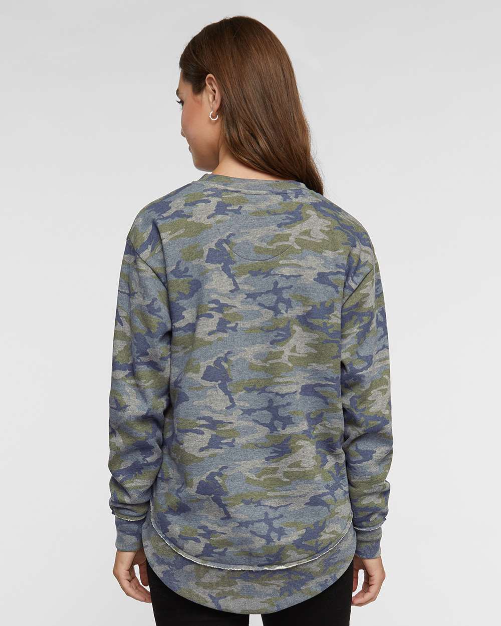 Women's Weekend Fleece Crewneck Sweatshirt - OnModelBack - B07038983 - Vintage Camo