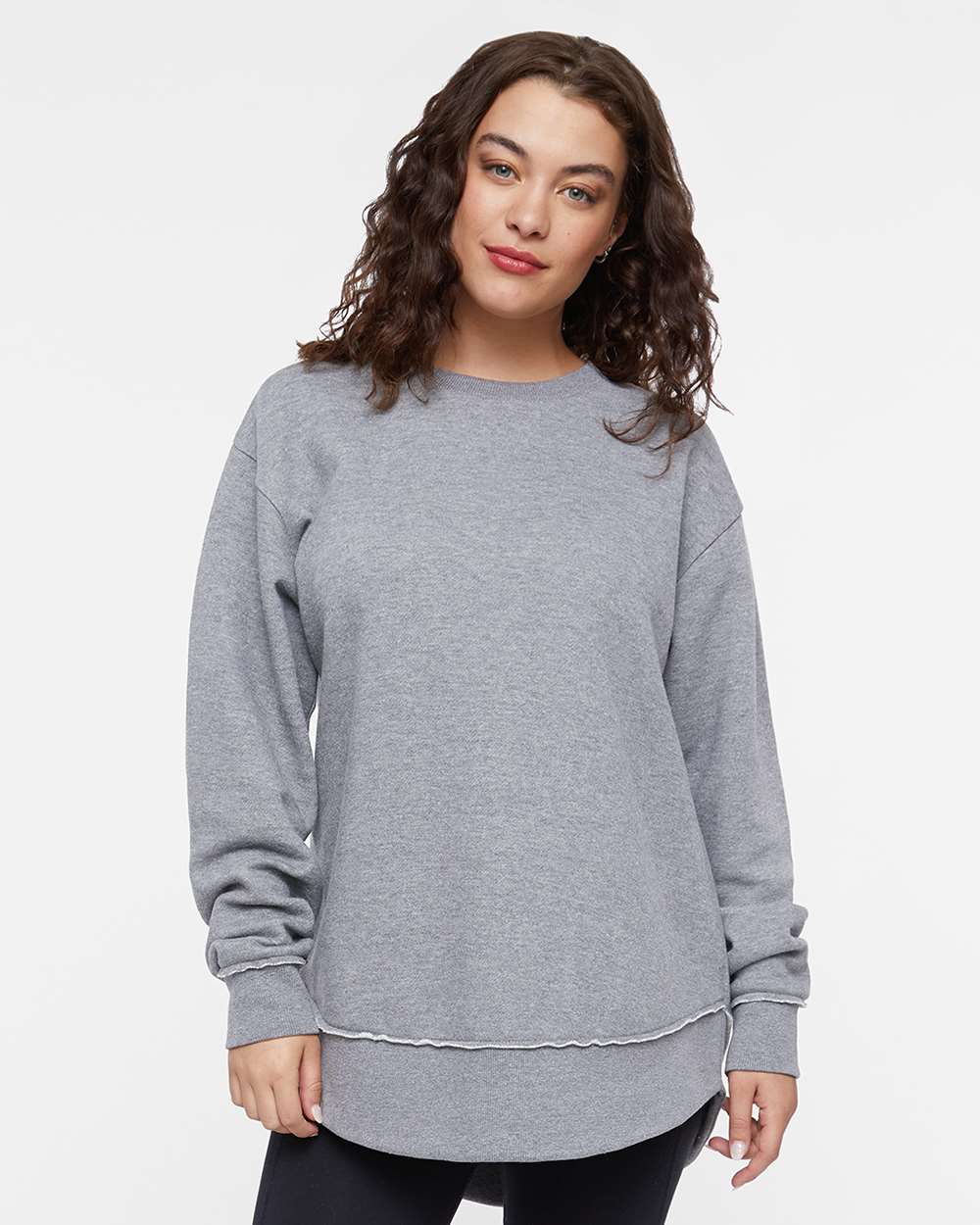 Women's Weekend Fleece Crewneck Sweatshirt - OnModelFront - B07038133 - Granite Heather