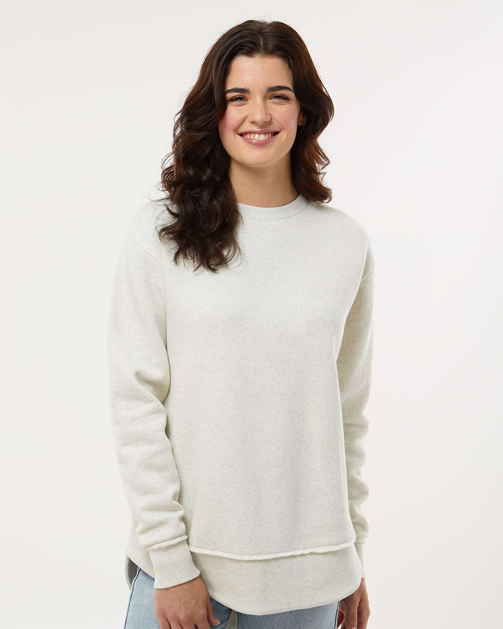 Women's Weekend Fleece Crewneck Sweatshirt - OnModelFront - B07038243 - Natural Heather