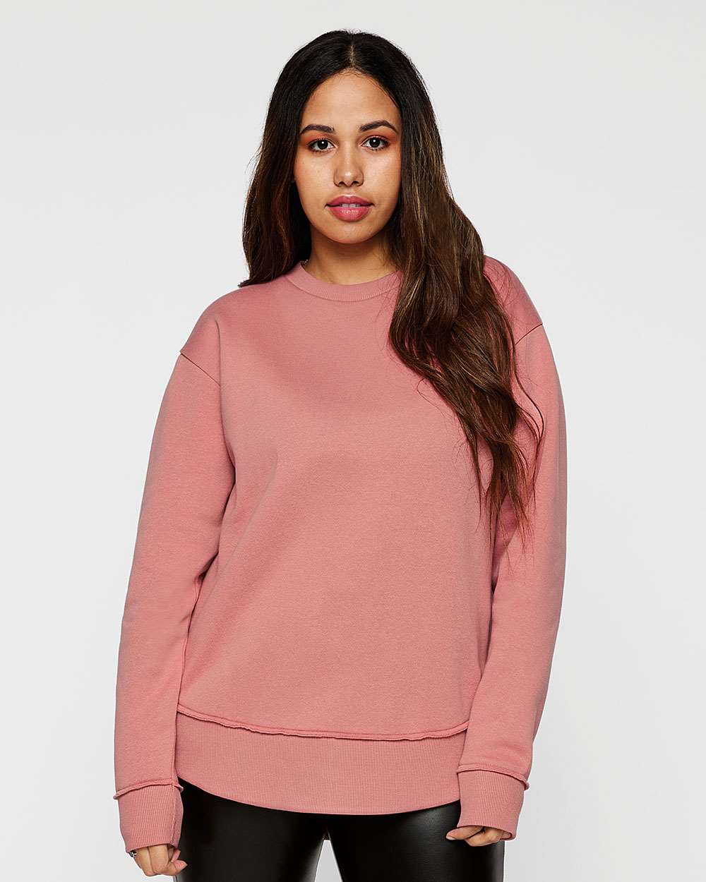 Women's Weekend Fleece Crewneck Sweatshirt - OnModelFront - B07038273 - Mauvelous