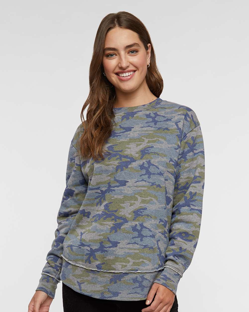 Women's Weekend Fleece Crewneck Sweatshirt - OnModelFront - B07038983 - Vintage Camo