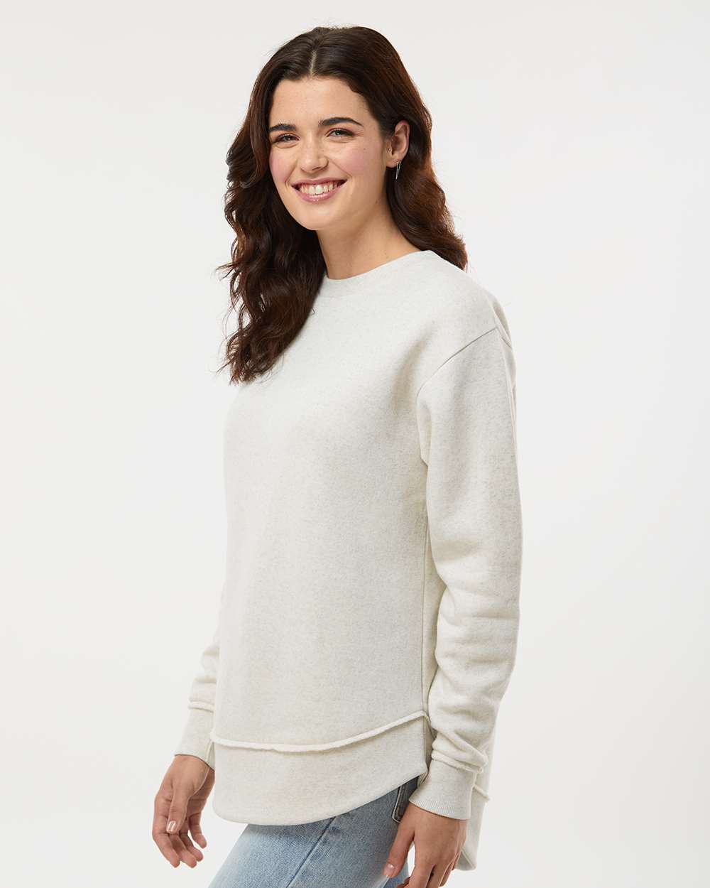 Women's Weekend Fleece Crewneck Sweatshirt - OnModelSide - B07038243 - Natural Heather