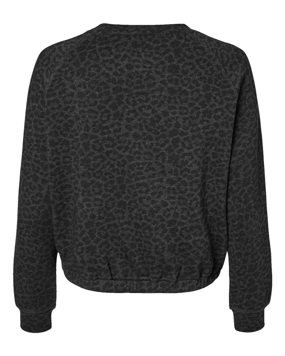 Women's Relaxed 3-End Boxy Fleece Crewneck Sweatshirt - Back - B07838103 - Black Leopard