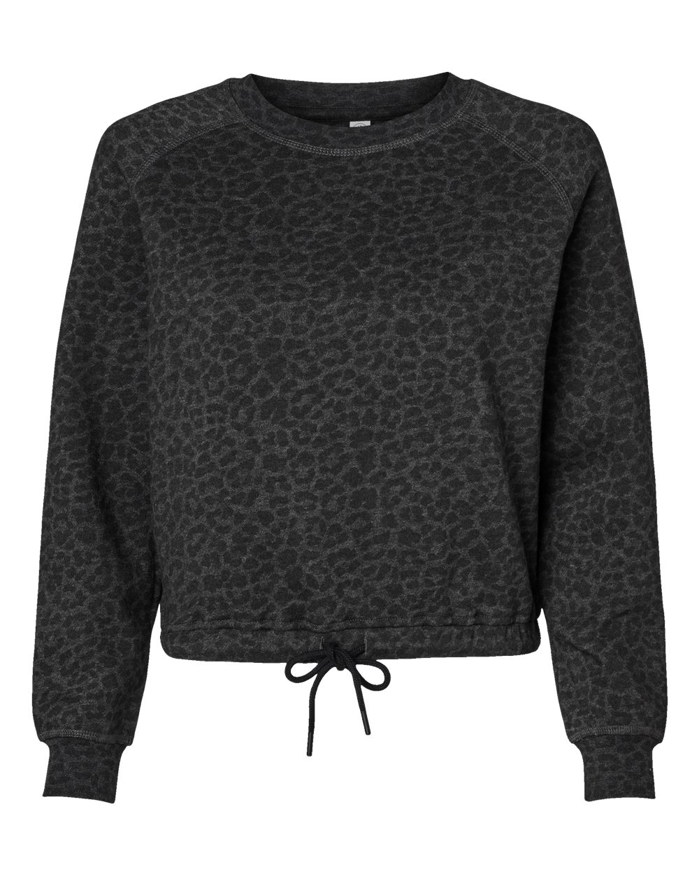 Women's Relaxed 3-End Boxy Fleece Crewneck Sweatshirt - Front - B07838103 - Black Leopard