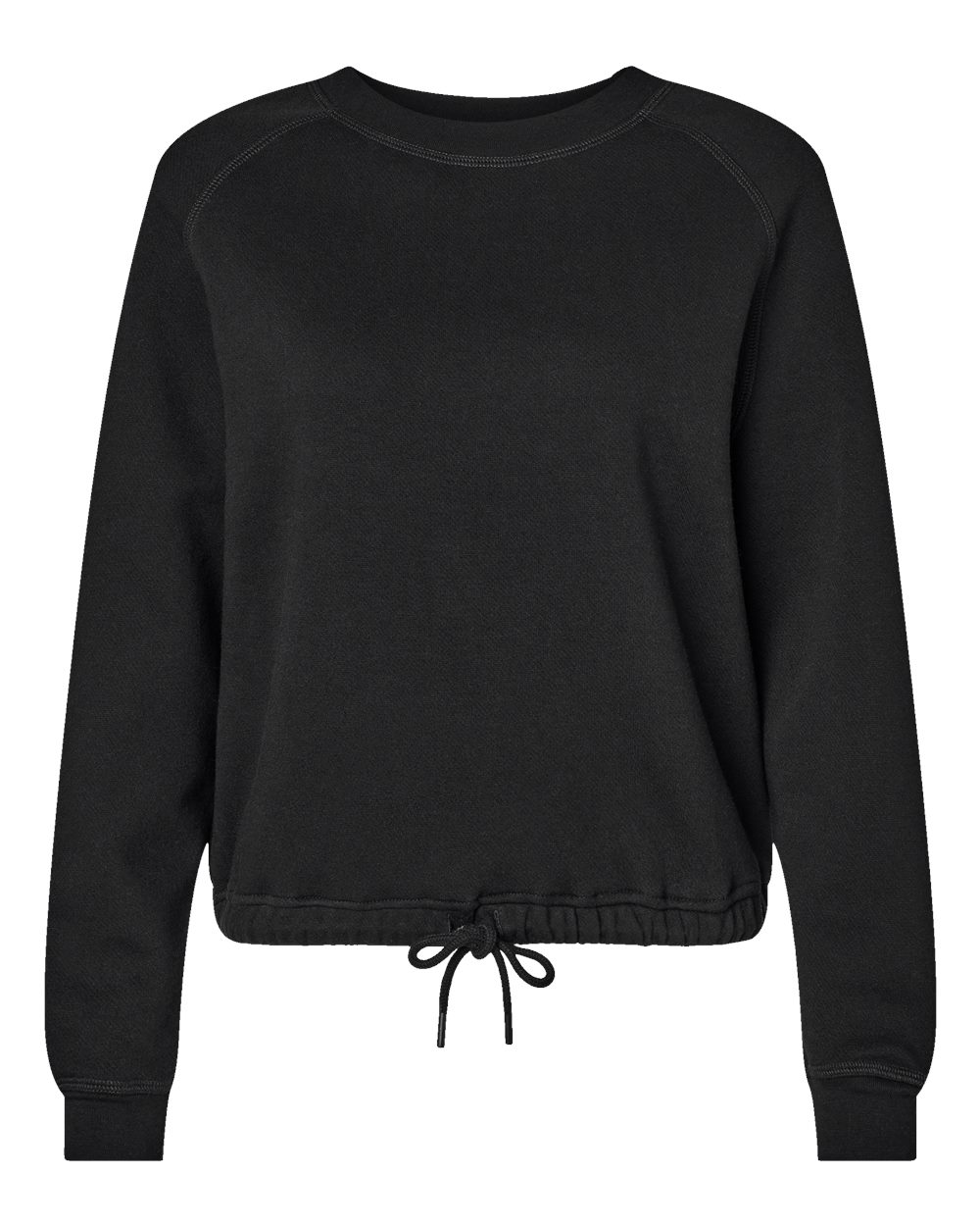 Women's Relaxed 3-End Boxy Fleece Crewneck Sweatshirt - Front - B07838503 - Black