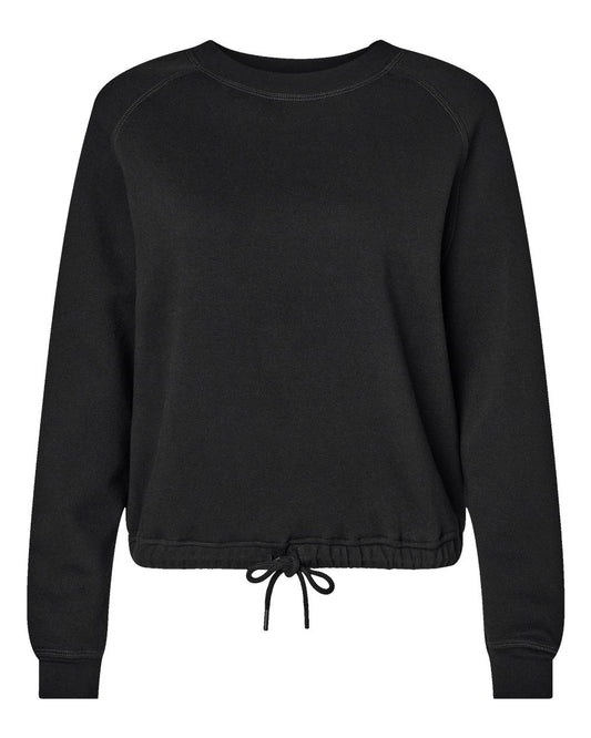 Women's Relaxed 3-End Boxy Fleece Crewneck Sweatshirt - Front - B07838503 - Black