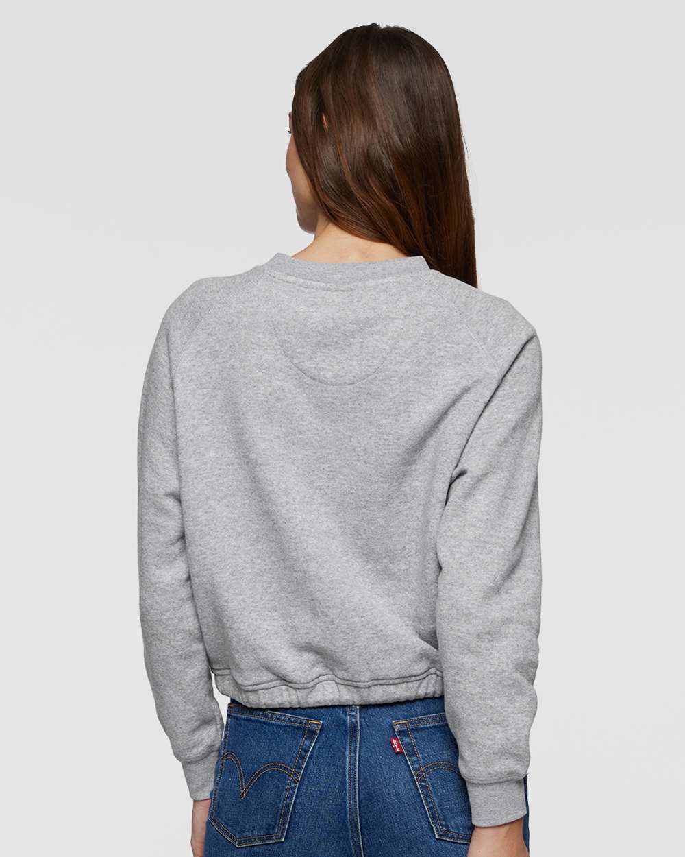 Women's Relaxed 3-End Boxy Fleece Crewneck Sweatshirt - OnModelBack - B07838093 - Heather