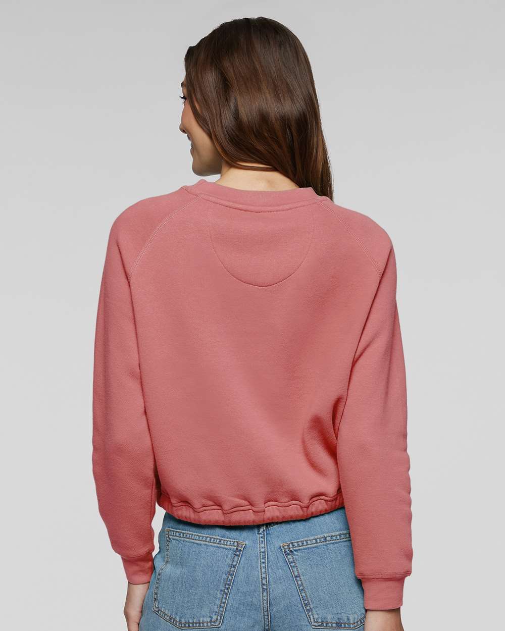 Women's Relaxed 3-End Boxy Fleece Crewneck Sweatshirt - OnModelBack - B07838273 - Mauvelous