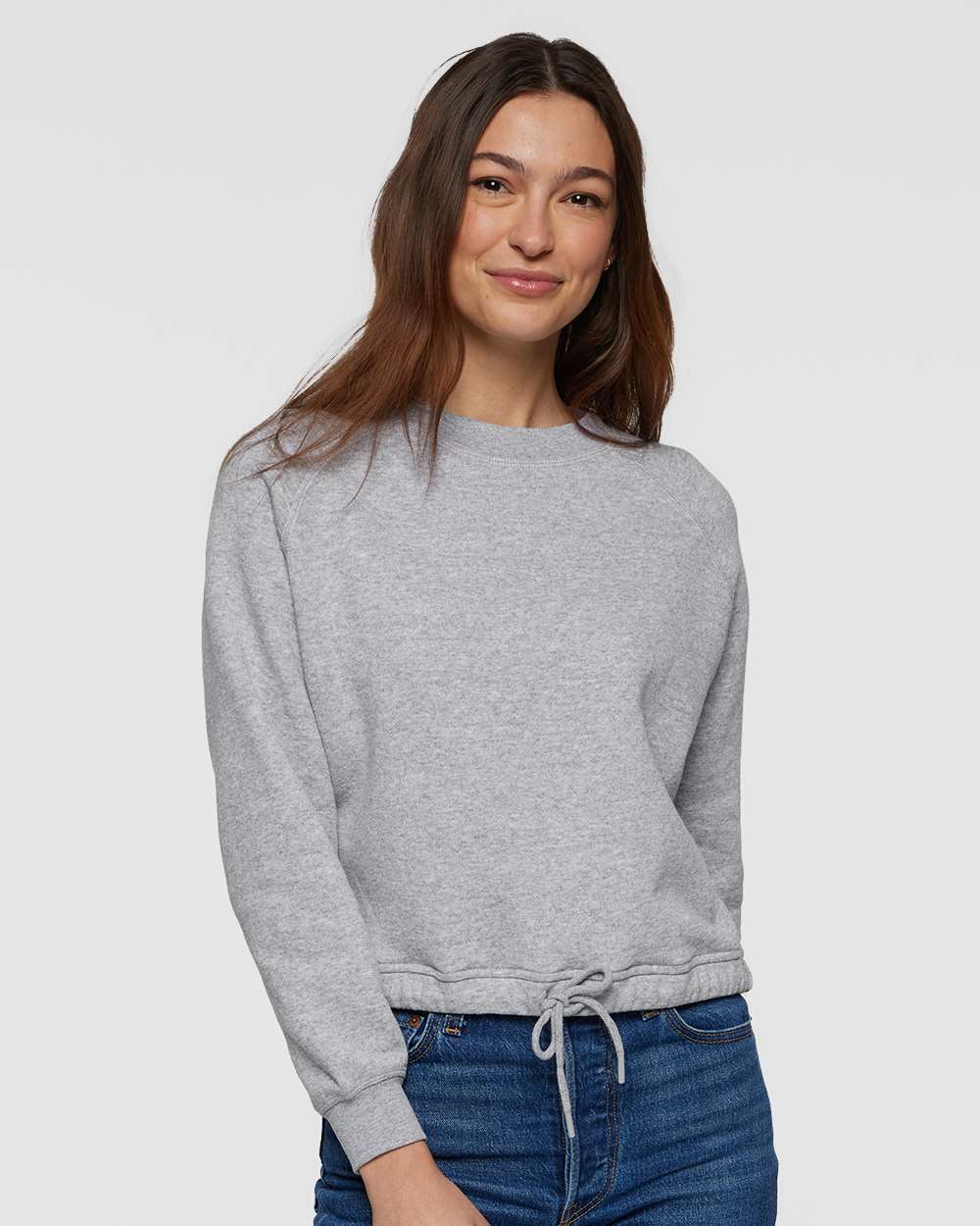 Women's Relaxed 3-End Boxy Fleece Crewneck Sweatshirt - OnModelFront - B07838093 - Heather