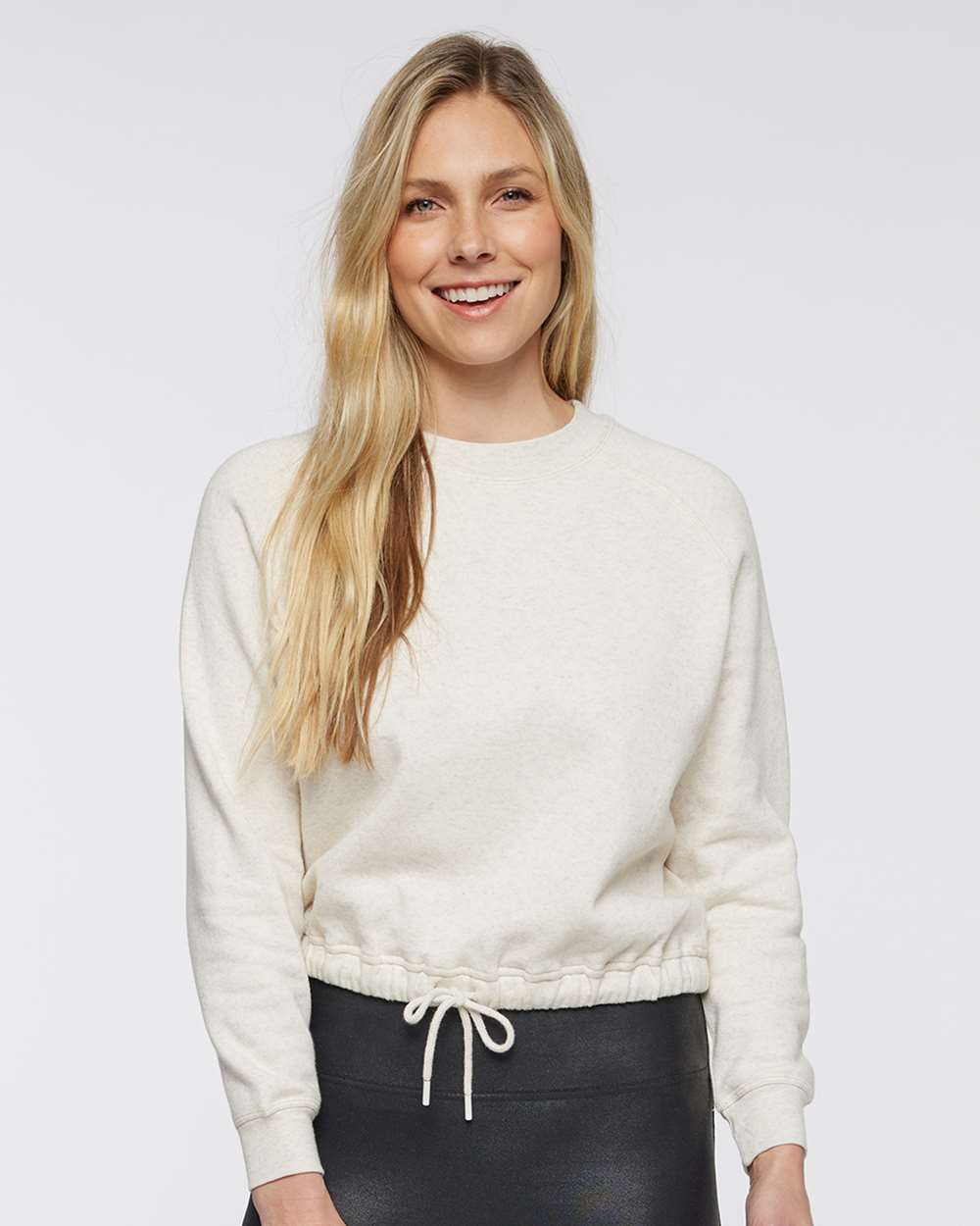 Women's Relaxed 3-End Boxy Fleece Crewneck Sweatshirt - OnModelFront - B07838243 - Natural Heather