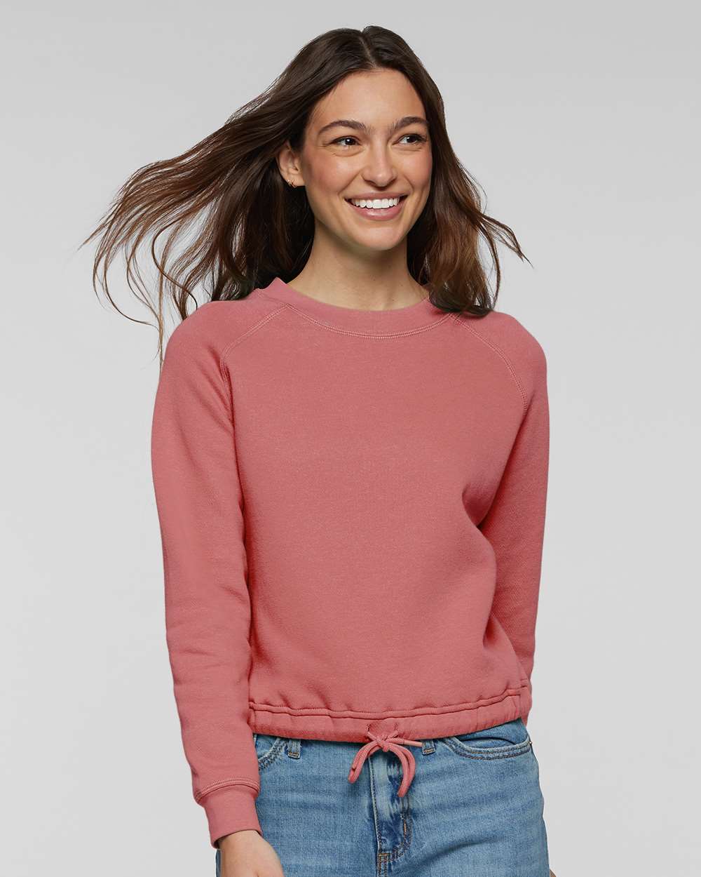 Women's Relaxed 3-End Boxy Fleece Crewneck Sweatshirt - OnModelFront - B07838273 - Mauvelous