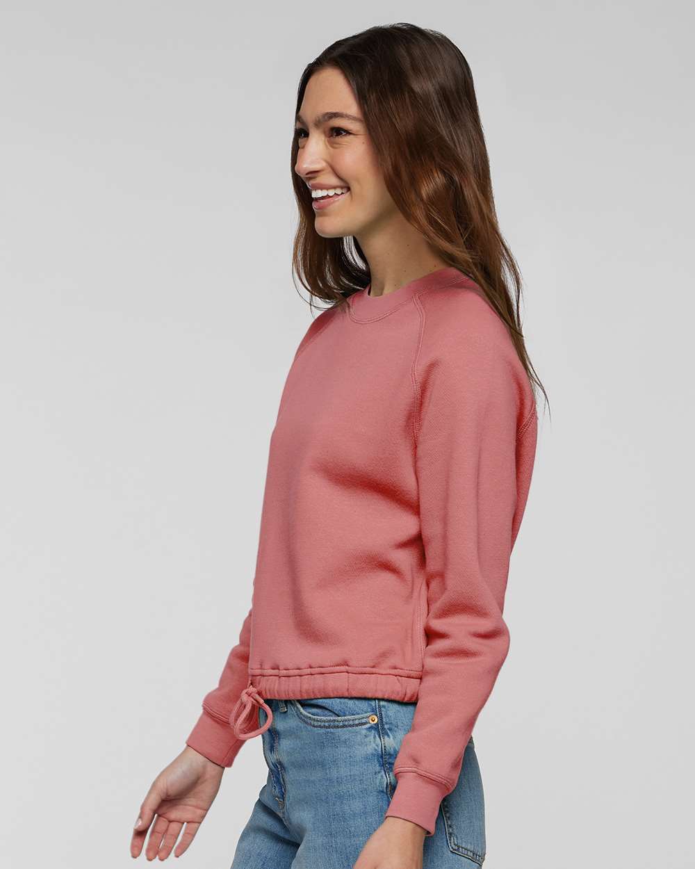 Women's Relaxed 3-End Boxy Fleece Crewneck Sweatshirt - OnModelSide - B07838273 - Mauvelous