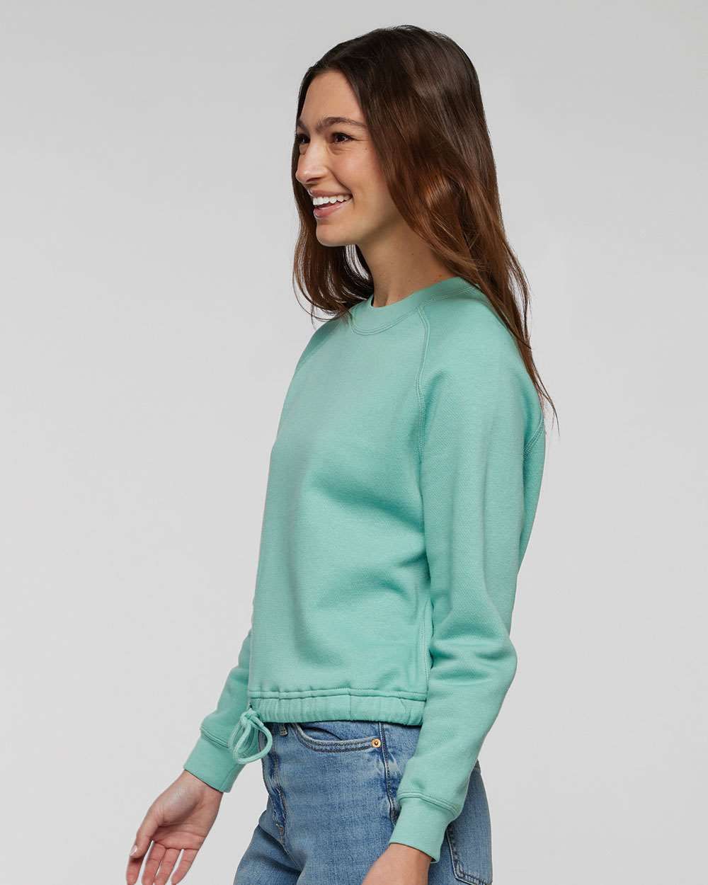 Women's Relaxed 3-End Boxy Fleece Crewneck Sweatshirt - OnModelSide - B07838813 - Saltwater