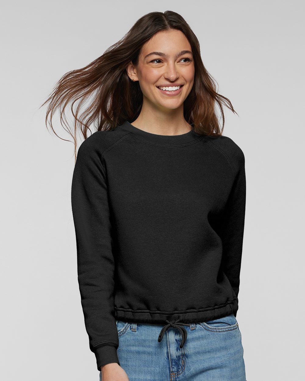 Women's Relaxed 3-End Boxy Fleece Crewneck Sweatshirt - styleImage