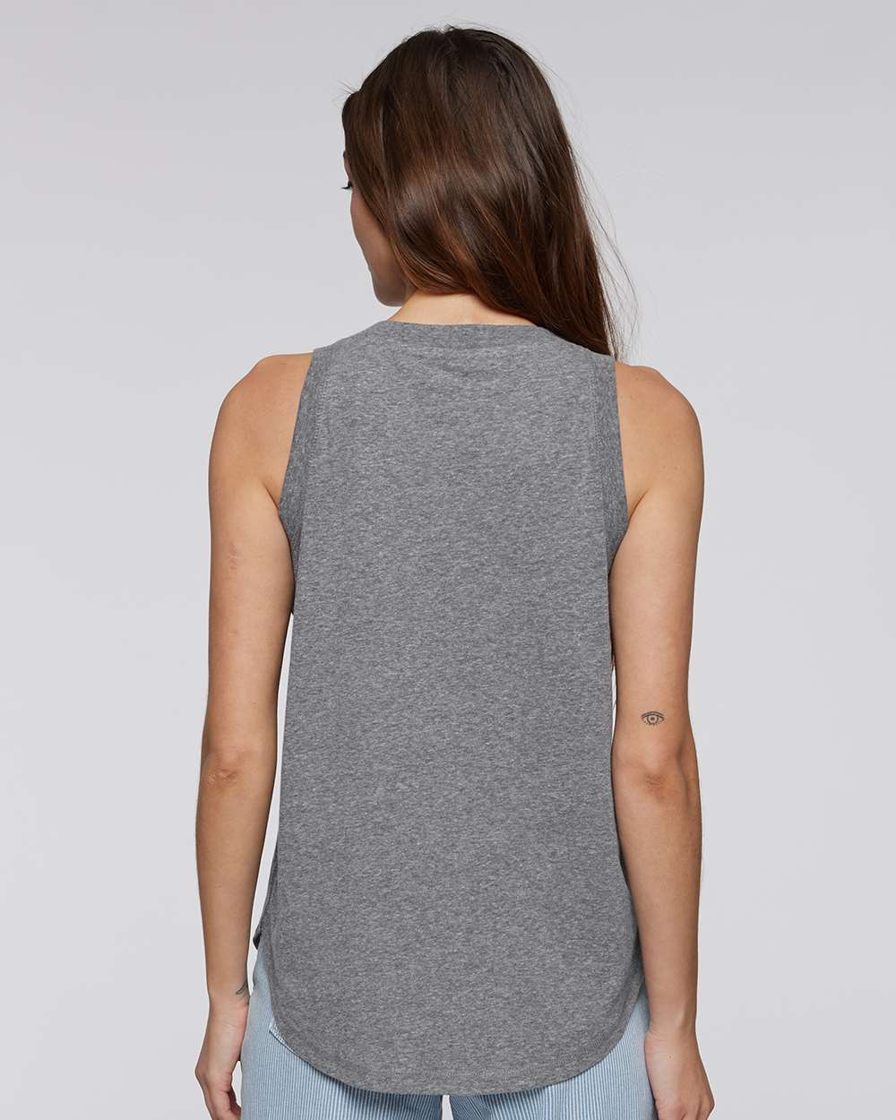 Women's Relaxed Fine Jersey Tank - OnModelBack - B07938133 - Granite Heather